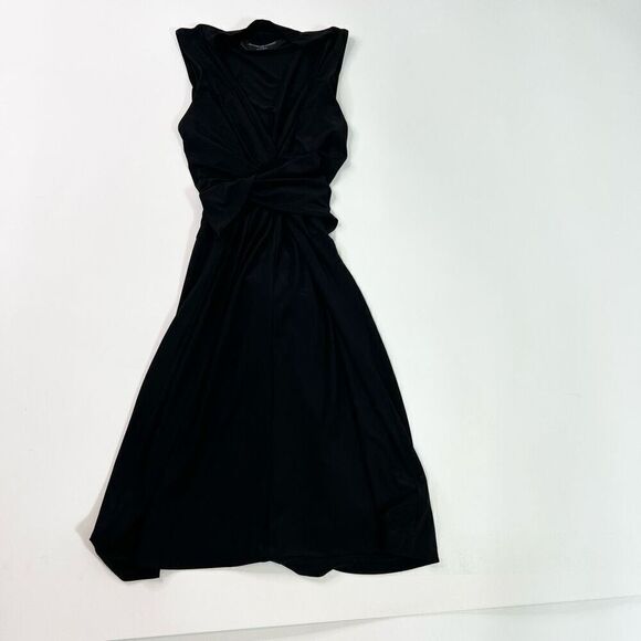 Normal Kamali Dress Womens Medium Cross Front Sleeveless V Neck Black Stretch - Picture 1 of 10